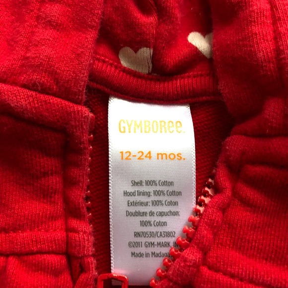Gymboree 12-24 month red hoodie - Picture 2 of 2